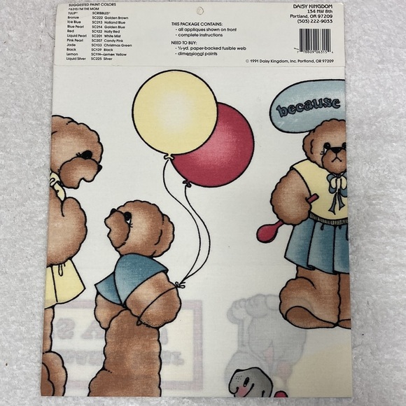 Vintage nwt daisy kingdom no sew appliqué bears - Picture 2 of 4